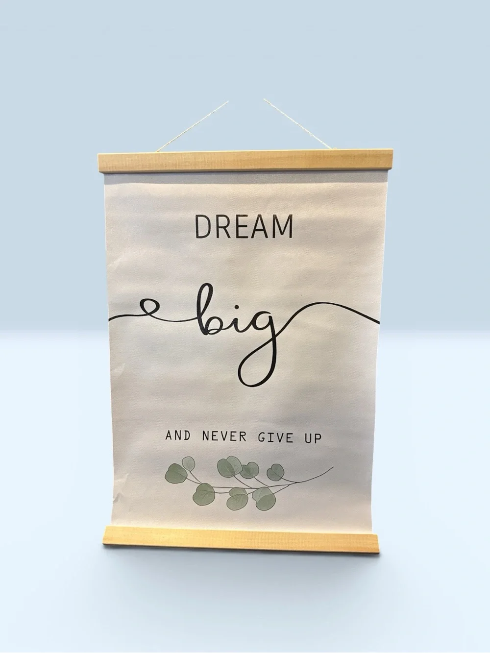 Dream Big Wall Hanging - White with Green Accent. 11 1/2” x 17”